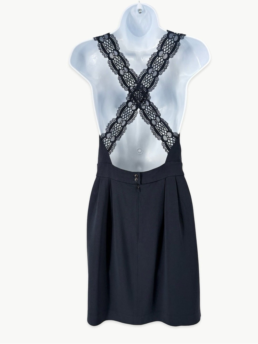 Sézane Ombeline Robe Open Back Mini Dress Size 36 (US 4) Marine Navy - Picture 10 of 13
